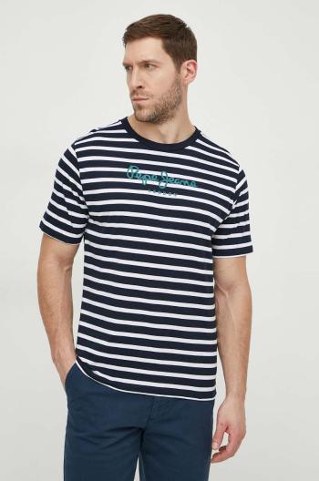 Bavlněné tričko Pepe Jeans STRIPED EGGO tmavomodrá barva, PM509407