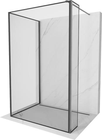 MEXEN/S Kioto Sprchová zástěna WALK-IN 120 x 80 x 30 cm, černý vzor, grafit kartáčovaná 800-120-080-221-66-70-030