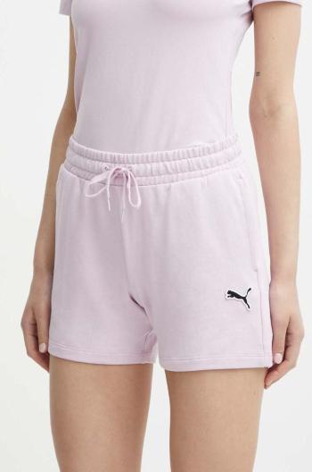 Bavlněné šortky Puma BETTER ESSENTIALS růžová barva, hladké, high waist, 680974