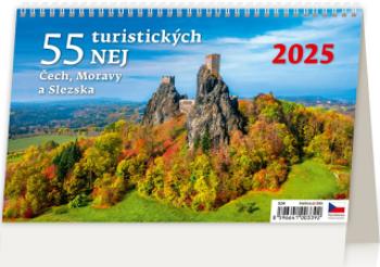 Kalendář stolní 2025 - 55 turistických nej Čech, Moravy a Slezska