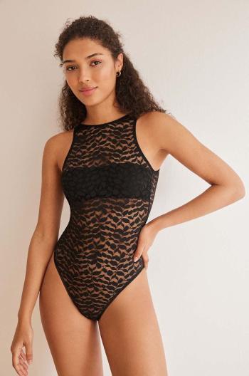 Body women'secret SPRING HELANKAS černá barva, krajkové, 5667825