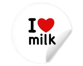 Samolepky kruh I Love milk