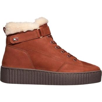 Tommy Hilfiger FAUX FUR NUBUCK LOW LACE-UP Dámská kotníková obuv, hnědá, velikost