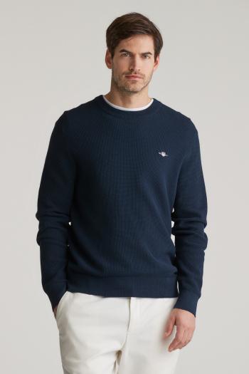 SVETR GANT MICRO TEXTURED COTTON C-NECK EVENING BLUE
