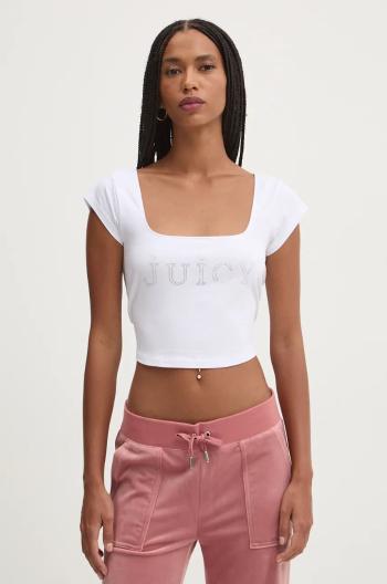 Top Juicy Couture REGAL SQUARE NECK CROPPED TEE dámský, bílá barva, JCBCT224831