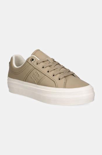 Kožené sneakers boty Tommy Hilfiger ESSENTIAL VULC SNEAKER MONOGRAM béžová barva, FW0FW07945