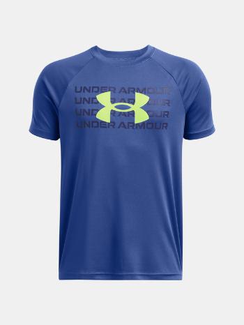 Under Armour UA B Tech Wordmark Logo SS Triko Modrá