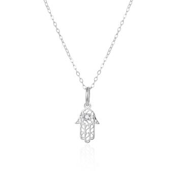 Agato Stříbrný náhrdelník Hamsa - Ruka Fátimy AGT-N012W (řetízek, přívěsek)