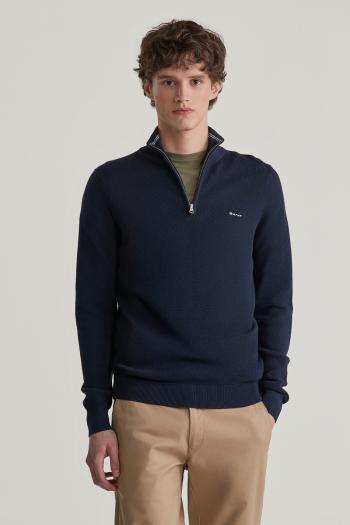 SVETR GANT COTTON PIQUE HALFZIP EVENING BLUE