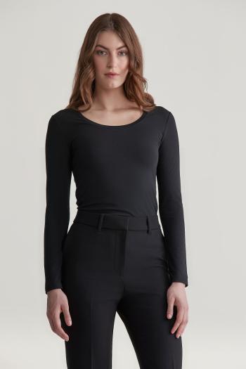 TRIČKO GANT SLIM COT/ELA LS SCOOP NECK TOP BLACK