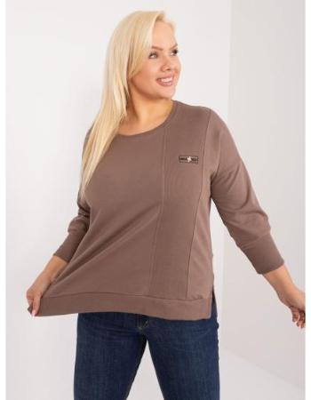 Dámská halenka plus size s 3/4 rukávy hnědá