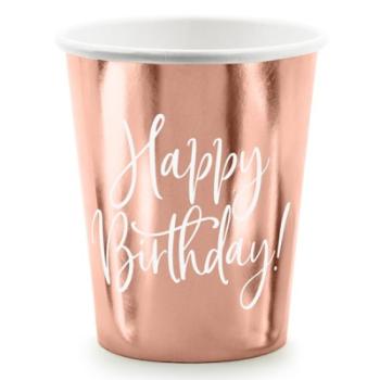 Happy Birthday - Kelímky Rose gold 160 ml 6 ks