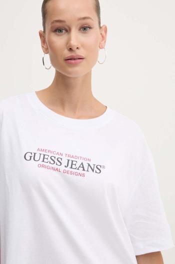 Bavlněné tričko Guess Jeans bílá barva, W4YI08 K8HM0