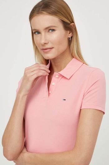 Polo tričko Tommy Jeans růžová barva, DW0DW17220