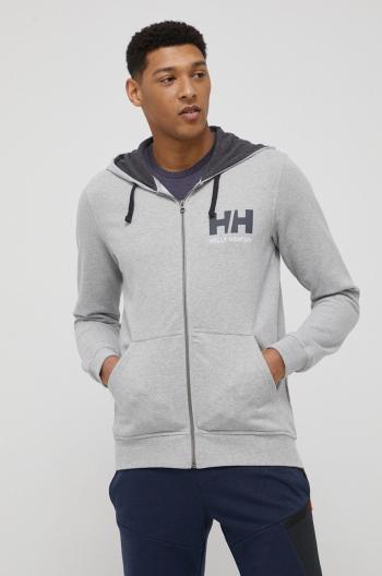 Bavlněná mikina Helly Hansen pánská, šedá barva, s potiskem, 34163