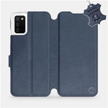 Kožené flip pouzdro Samsung Galaxy A02s - Modré -  Blue Leather (5903516654772)