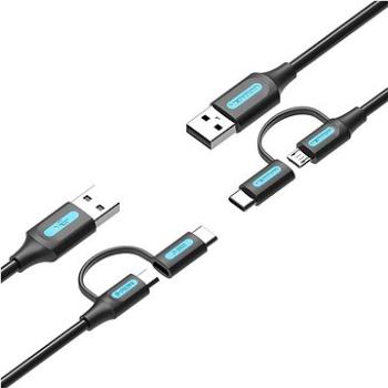 Vention USB 2.0 to 2-in-1 Micro USB & USB-C Cable 2M Black PVC Type (CQDBH)