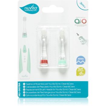 Nuvita Sonic Clean&Care Replacement Brush Heads náhradní hlavice pro sonický bateriový zubní kartáček pro miminka Sonic Clean&Care Small Red/Green 3 m