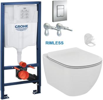 Rapid SL pro závěsné WC 38528SET s chromovou deskou + WC Ideal Standard Tesi se sedátkem RIMLESS 38772001 TE2