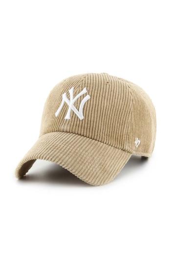 Manšestrová kšiltovka 47 brand MLB New York Yankees béžová barva, s aplikací, B-THCKC17EWS-KHA