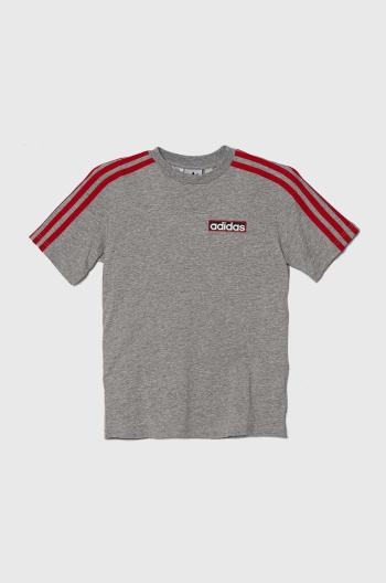 Dětské bavlněné tričko adidas Originals šedá barva, s aplikací