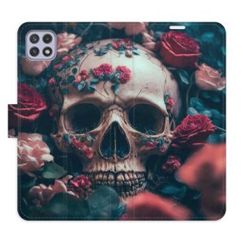 Flipové pouzdro iSaprio - Skull in Roses 02 - Samsung Galaxy A22 5G