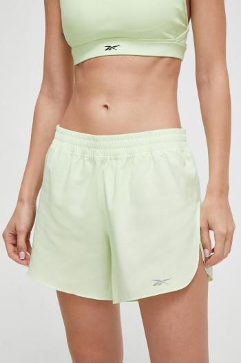 Běžecké šortky Reebok zelená barva, s potiskem, medium waist