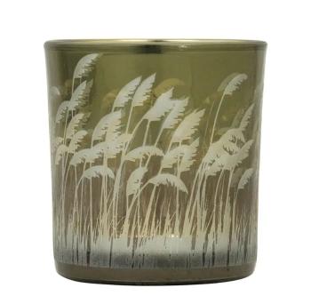 Zlatý skleněný svícen s trávou Palm grass vel.S - Ø 7*8cm XMWLWPGGS