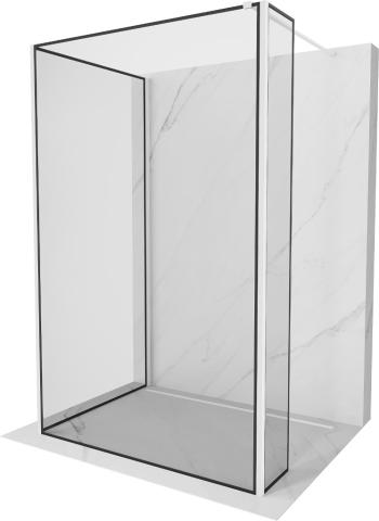 MEXEN/S Kioto Sprchová zástěna WALK-IN 100 x 80 x 40 cm, černý vzor, bílá 800-100-080-221-20-70-040