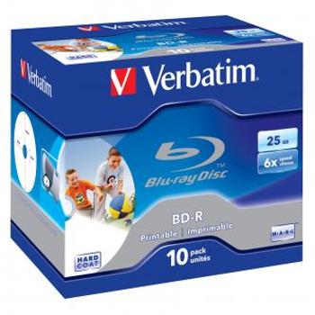 Verbatim BD-R, Single Layer Printable ScratchGuard Plus, 25GB, jewel box, 43713, 6x, 10-pack, pro archivaci dat