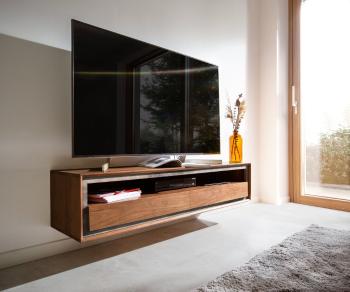 TV stolek Stonegrace 145 cm akácie hnědá kamenina 2 zásuvky 1