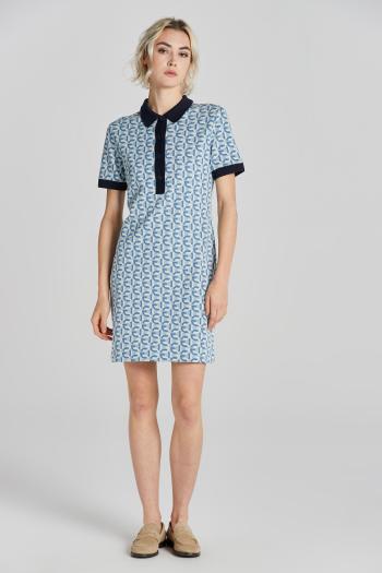 ŠATY GANT G-PATTERN JAQUARD SS POLO DRESS DOVE BLUE