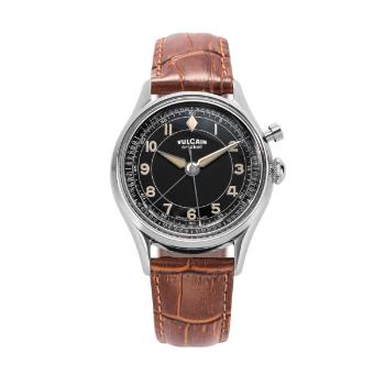 Vulcain Cricket Classique 39 mm - Black/Khaki numbers - Brown Alligator