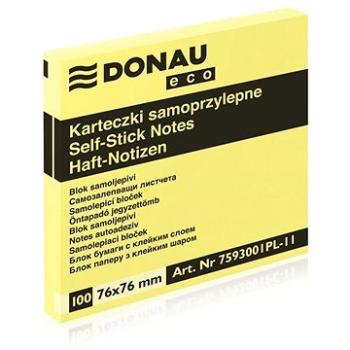 DONAU 76 x 76 mm, 100 lístků ECO žlutý (7593001PL-11)