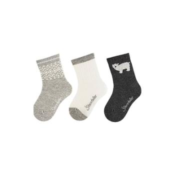 Sterntaler Ponožky 3-pack polar bear light grey melange