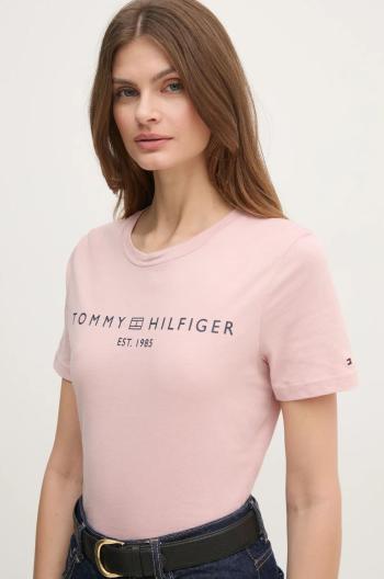 Bavlněné tričko Tommy Hilfiger růžová barva, WW0WW40276