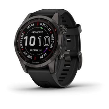 Garmin Fenix 7S Sapphire Solar Carbon Gray DLC Titanium/Black Band (010-02539-25)