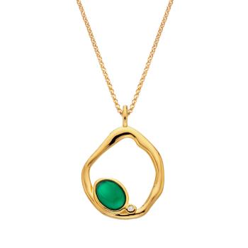 Hot Diamonds Pozlacený náhrdelník s achátem a diamantem Gemstones DP1024 (řetízek, přívěsek)
