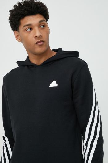 Mikina adidas pánská, černá barva, s kapucí, s potiskem