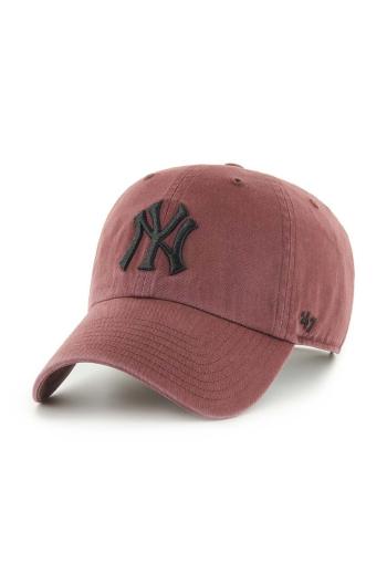 Bavlněná baseballová čepice 47 brand MLB New York Yankees hnědá barva, s aplikací, B-NLRGW17GWS-N0A