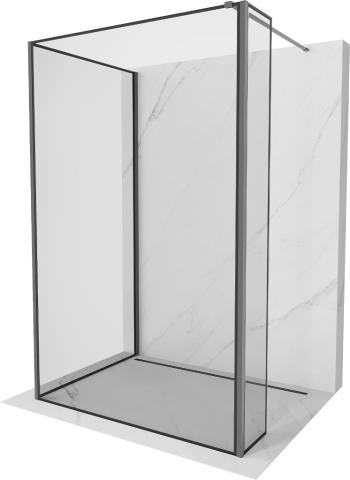 MEXEN/S Kioto Sprchová zástěna WALK-IN 100 x 80 x 30 cm, černý vzor, grafit metal 800-100-080-221-95-70-030