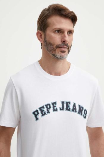 Bavlněné tričko Pepe Jeans CLEMENT béžová barva, s potiskem, PM509220