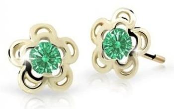 Cutie Jewellery Půvabné zlaté dětské náušnice C2204-30-X-1 zelená