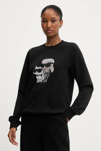 Mikina Karl Lagerfeld čierna farba, s potlačou, A3W20069