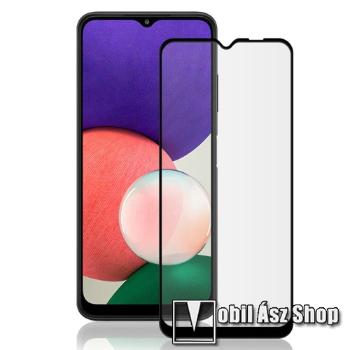 MOCOLO előlap védő karcálló edzett üveg - FEKETE - 9H, 0,33mm, Arc Edge, a teljes kijelzőt védi, a teljes felületén tapad - SAMSUNG Galaxy A22 5G (SM-A226) / Galaxy F42 5G (SM-E426B/DS) - GYÁRI