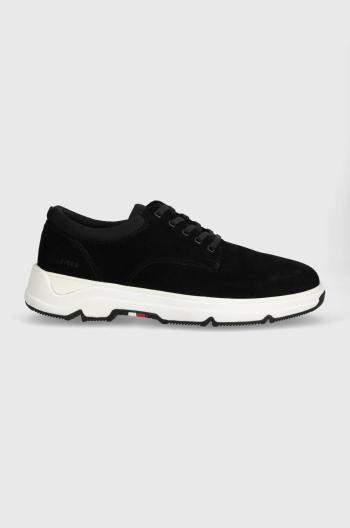 Semišové sneakers boty Tommy Hilfiger CASUAL HYBRID SUEDE černá barva, FM0FM04996