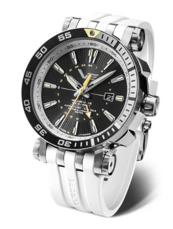 Vostok Europe Energia Rocket Automatic GMT NH34-575A718 - Bílý silikonový řemínek