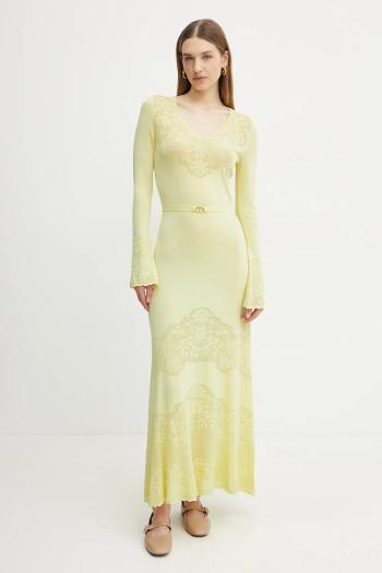 Šaty Twinset žltá farba, maxi, áčkový strih, 251TP3240