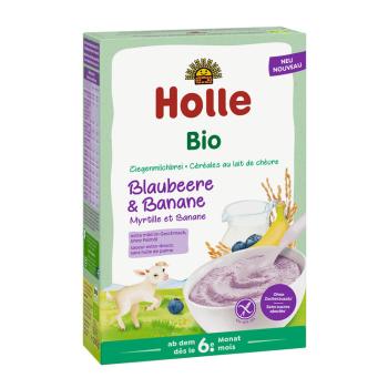 HOLLE BIO Kaše s kozím mlékem, malinami a banánem pro děti od 6. měsíce, 200 g