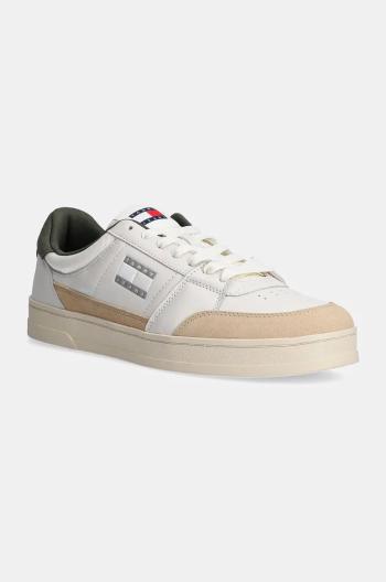 Kožené sneakers boty Tommy Jeans THE GREENWICH MIX MEDIA béžová barva, EM0EM01444